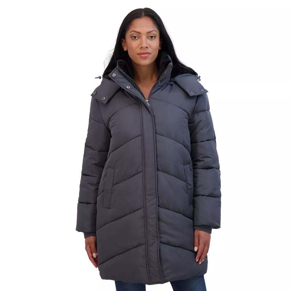 Women's Sebby Collection Cozy Lined Puffer Coat, Size: Small, Gray Product Image