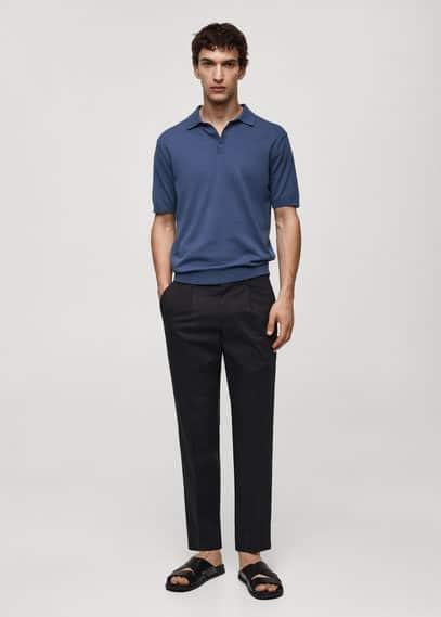 100% cotton knitted polo shirt - Men | MANGO USA Product Image
