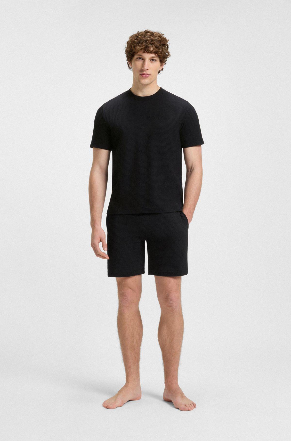 Waffle-structured pajama shorts with embroidered logo Product Image