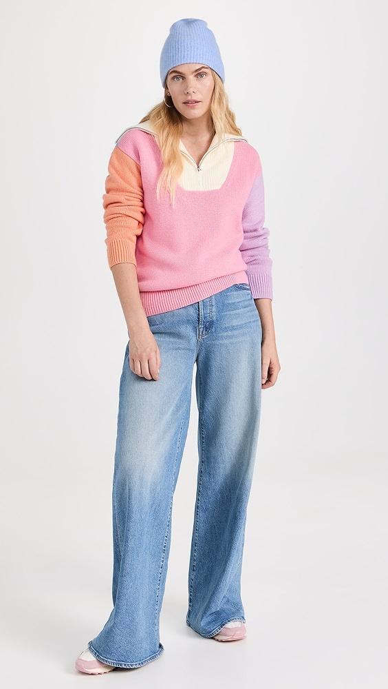 English Factory Colorblock Zip  Pullover Sweater | Shopbop Product Image