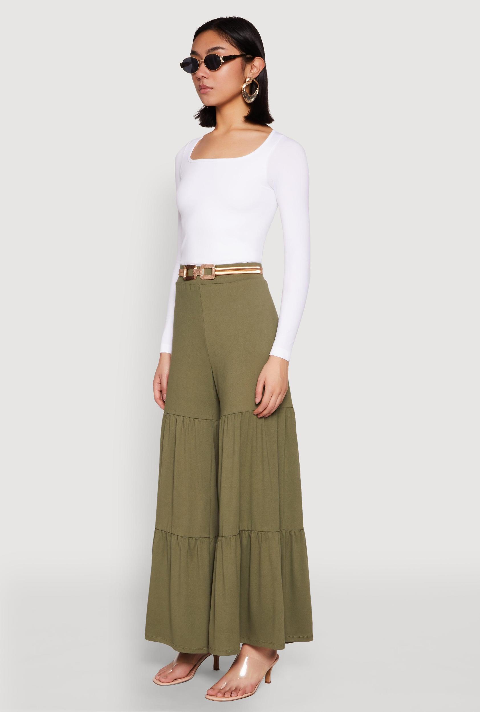Womens High Waisted Tiered Palazzo Pants Product Image