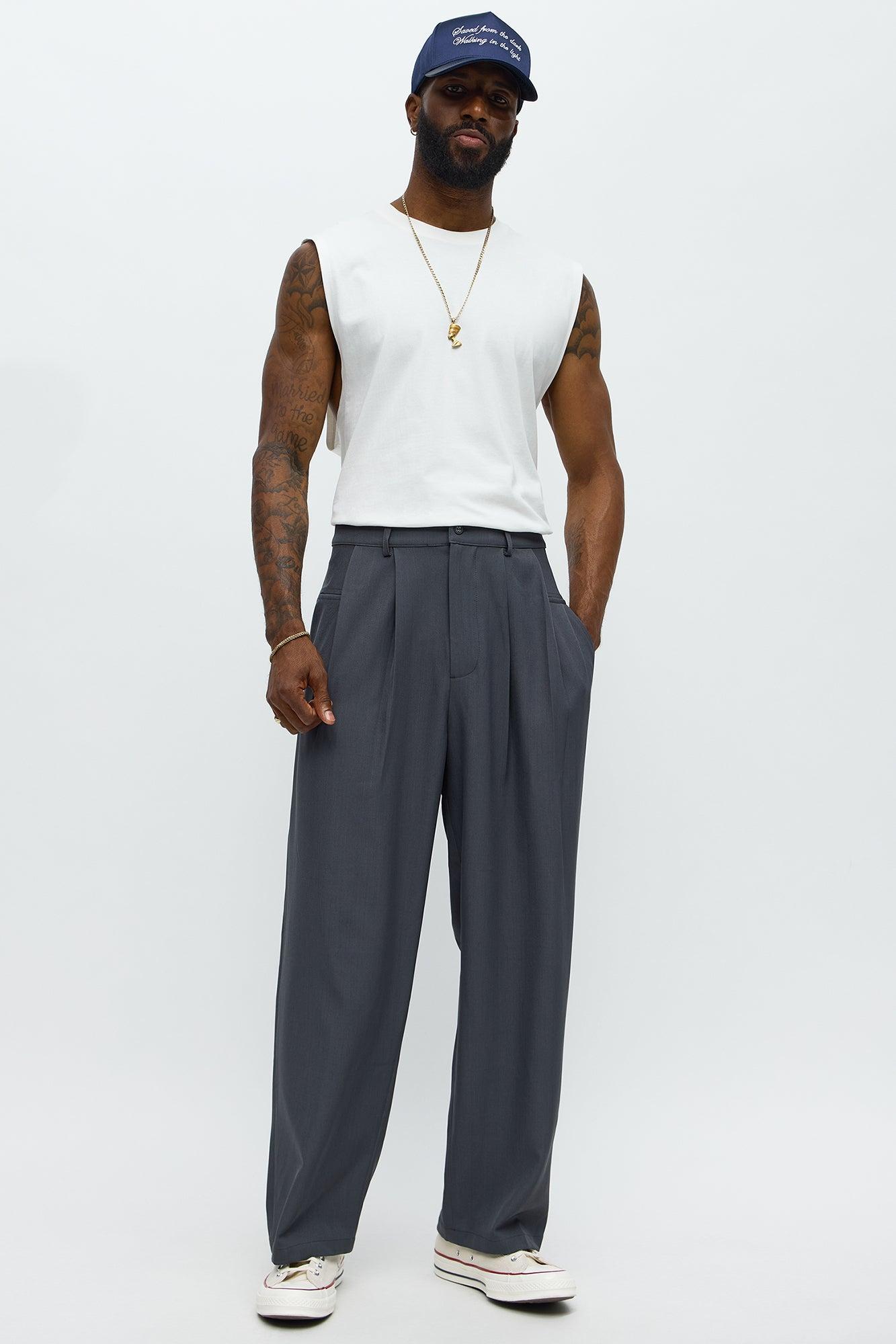 Baggy Pleated Regal Trouser - Charcoal Product Image