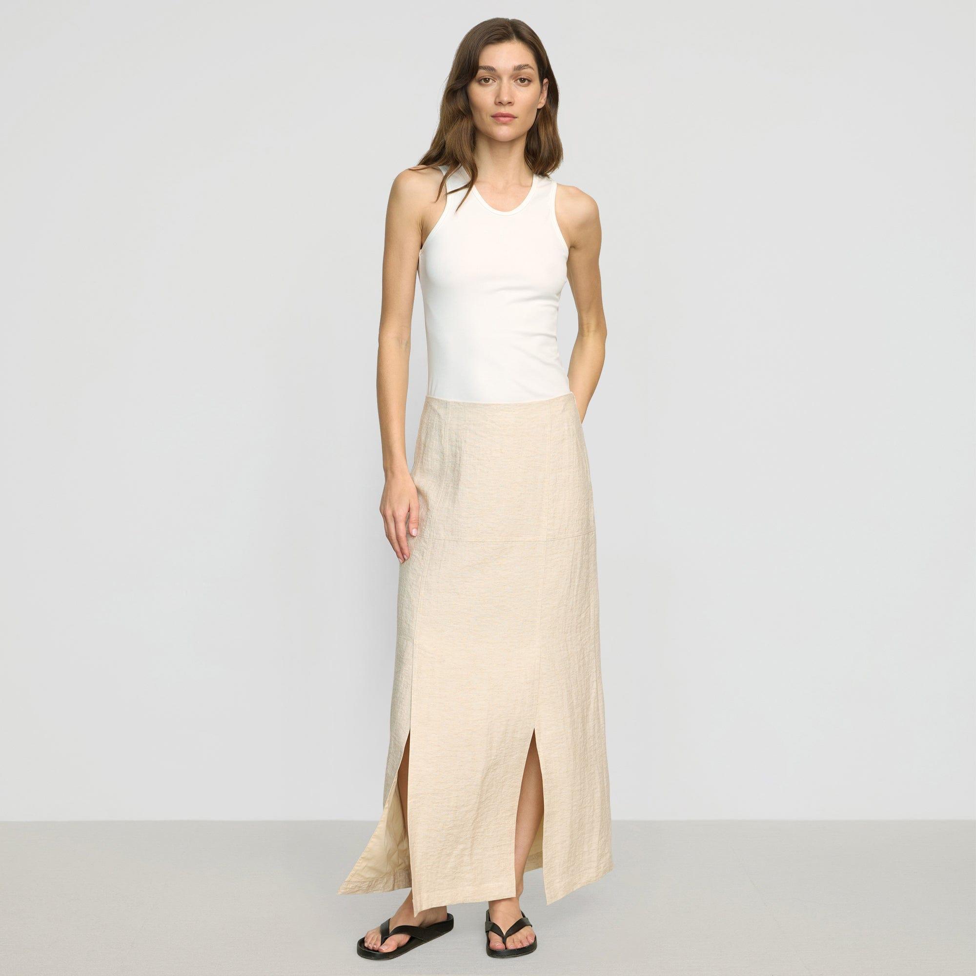 Ranni Front-Vent Linen-Blend Skirt Product Image