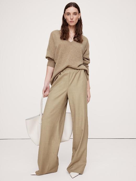 Pull-On Wide-Leg Drapey Twill Pant Product Image
