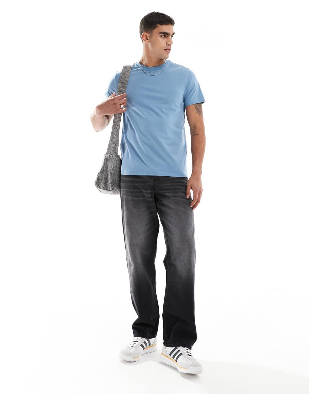 ASOS DESIGN standard fit t-shirt in dusky blue with back print Product Image