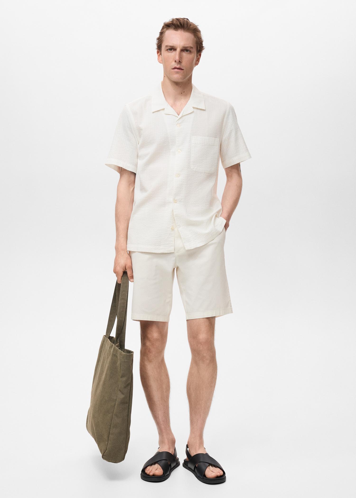 Regular fit seersucker shirt - Men | MANGO USA Product Image