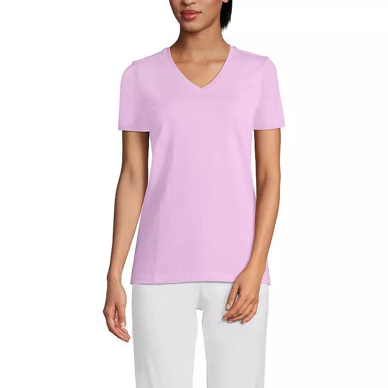Women's Lands' End Relaxed-Fit Supima Cotton V-Neck Tee, Size: Small Tall, Blue Blossoms Product Image