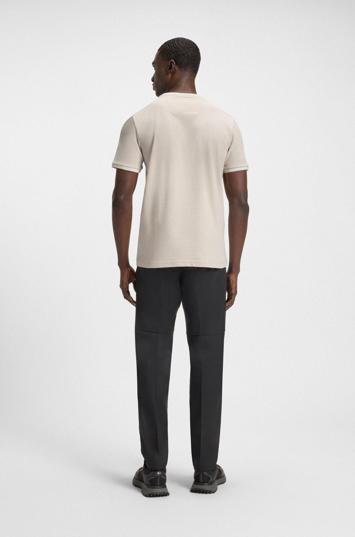 Stretch-cotton T-shirt with stripes and logo Product Image