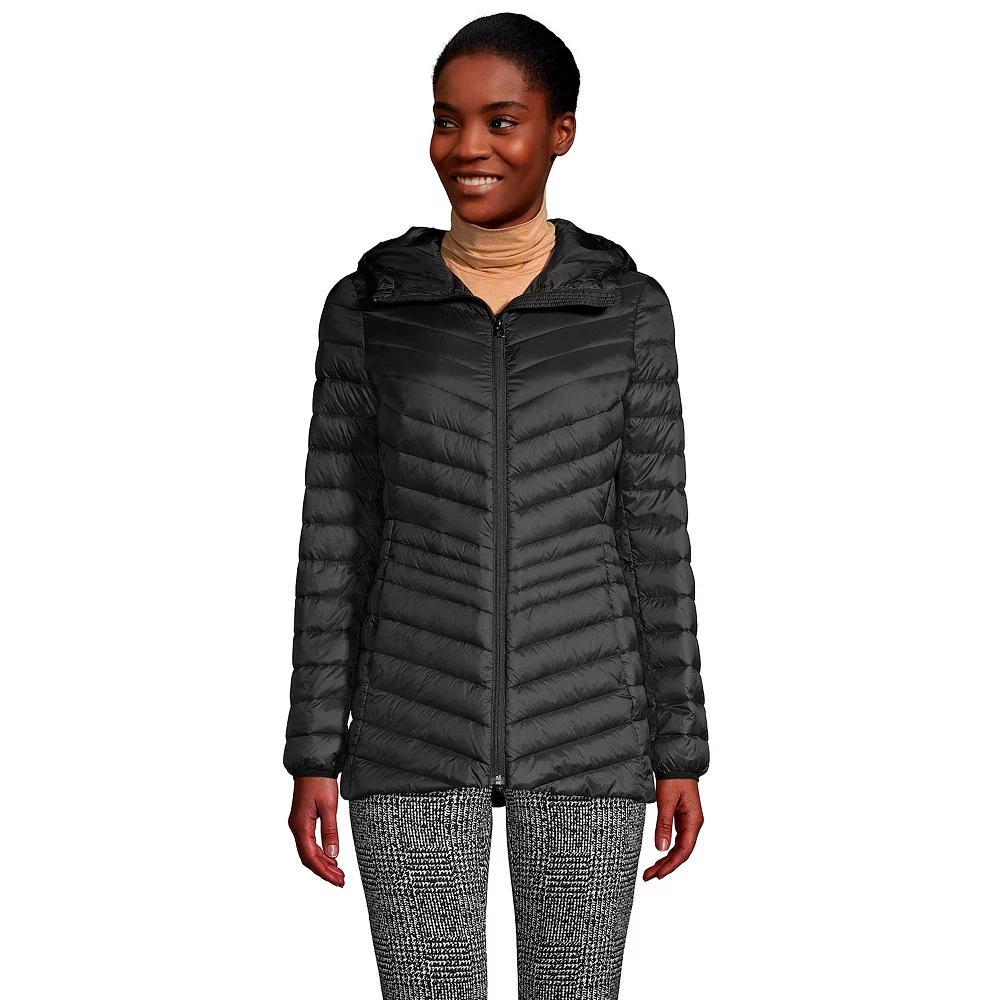 Petite Lands' End Wanderweight Ultralight Hooded Packable Down Jacket, Women's, Size: XS Petite, Black Product Image