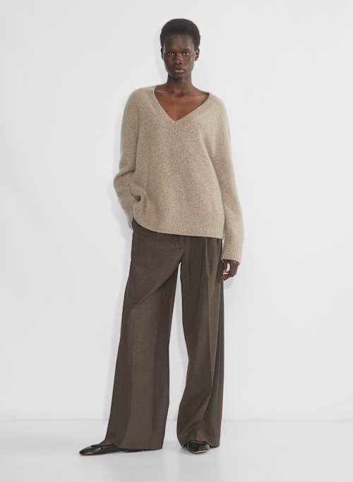 plush cashmere oversized v-neck sweater Product Image