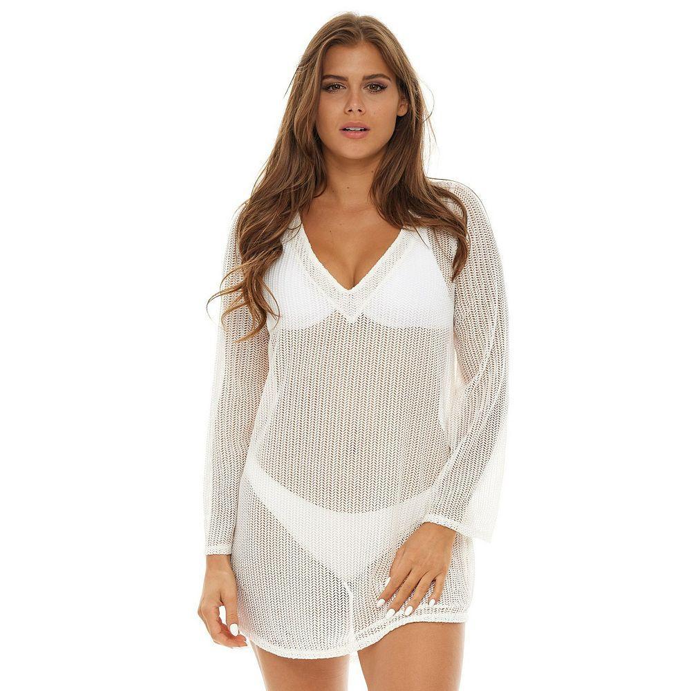 Women's Jordan Taylor V-Neck Swim Cover-Up Tunic, Size: XL, Ivory Product Image