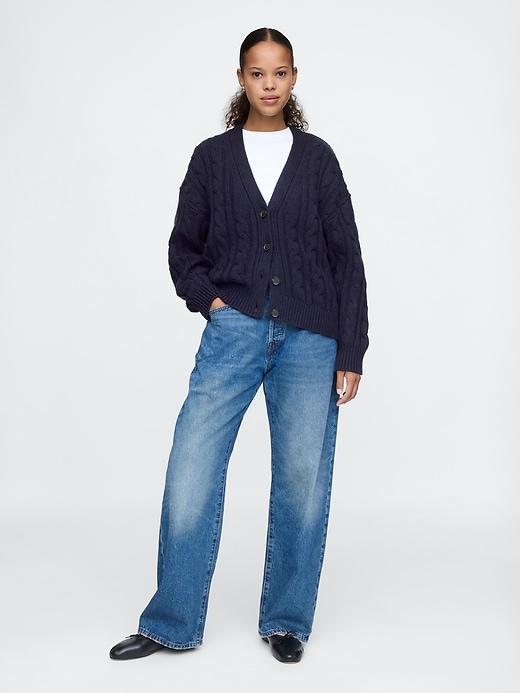 Oversized Cable-Knit Cardigan Product Image