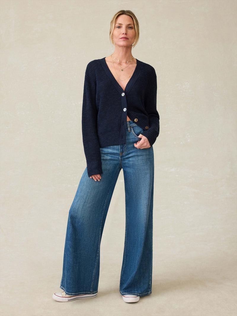 Miramar Linen Cardigan - Navy Blazer Product Image