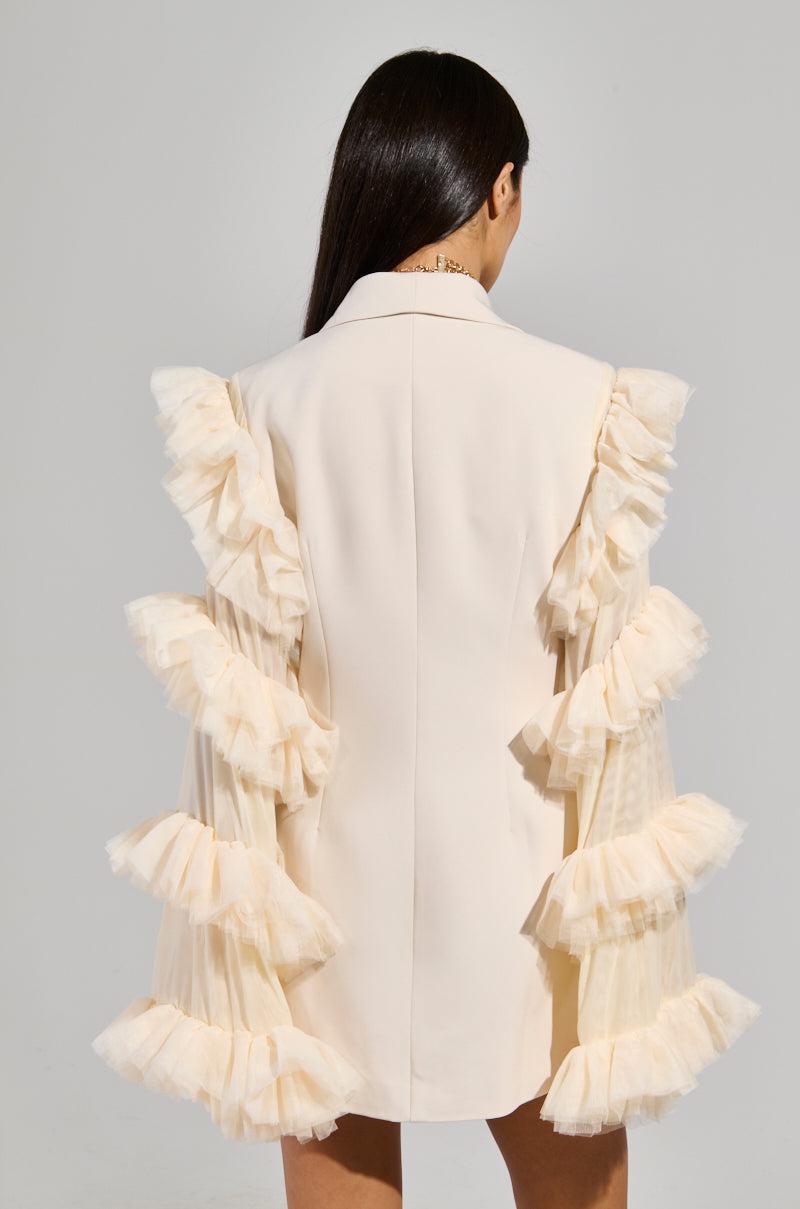 LIVING OVER THE TOP RUFFLE SLEEVE BLAZER MINI DRESS Product Image