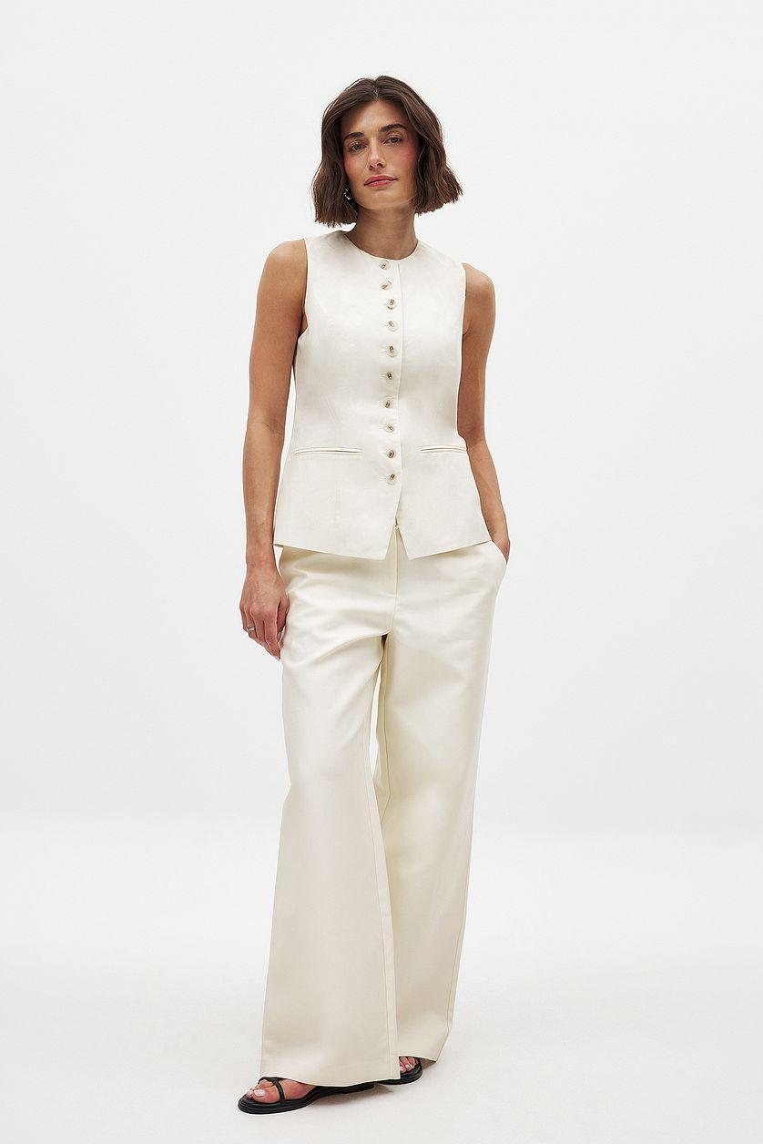 Linen Blend Button Front Vest Product Image
