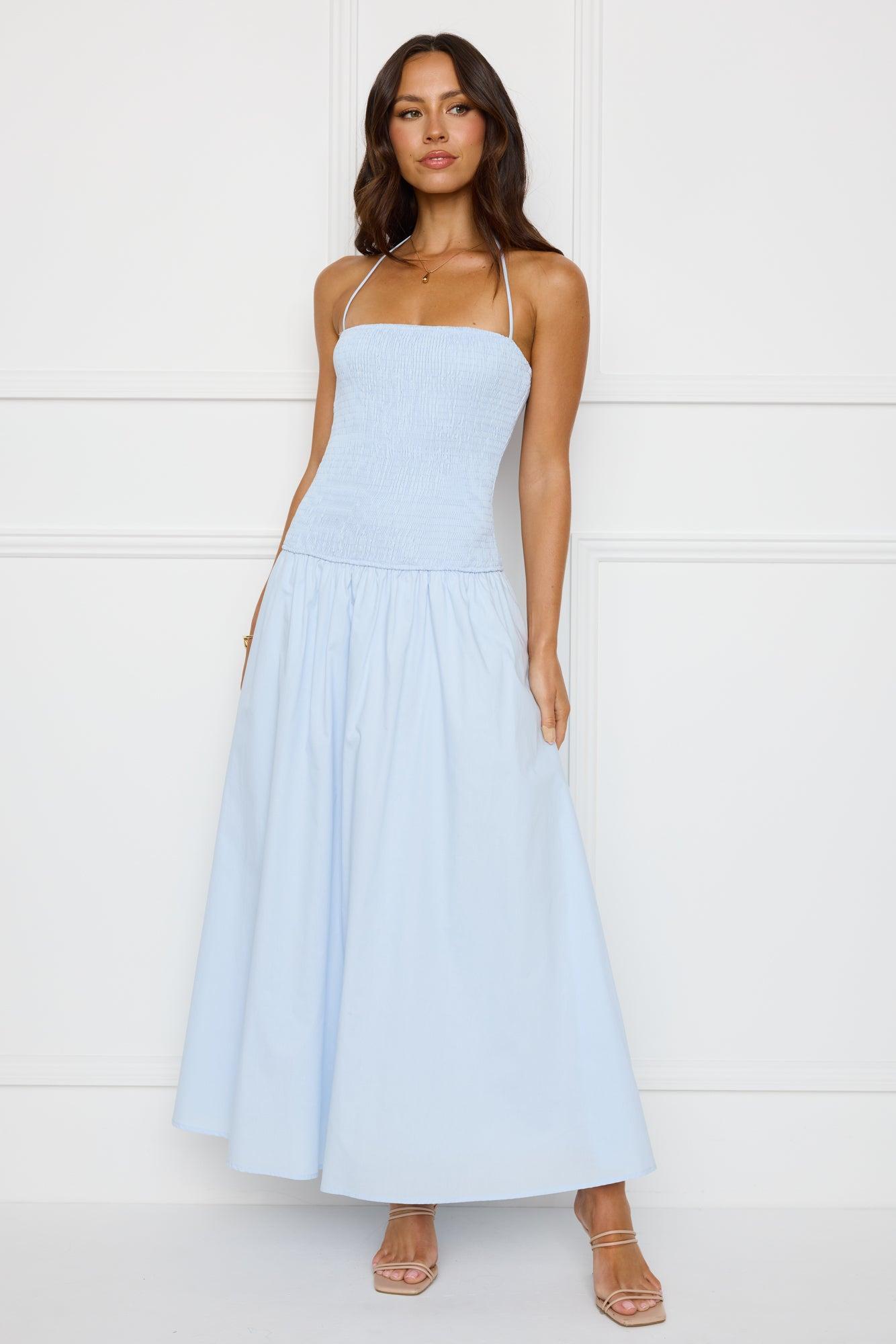 Unmatched Energy Halter Maxi Dress Blue Product Image