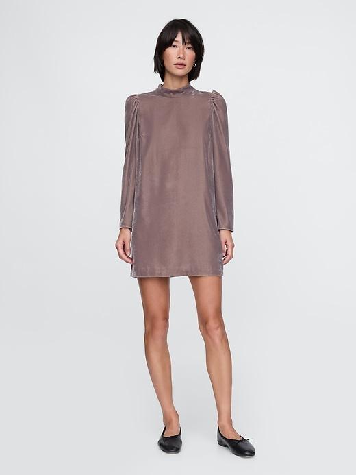 Recycled Velvet Puff-Sleeve Mini Dress Product Image