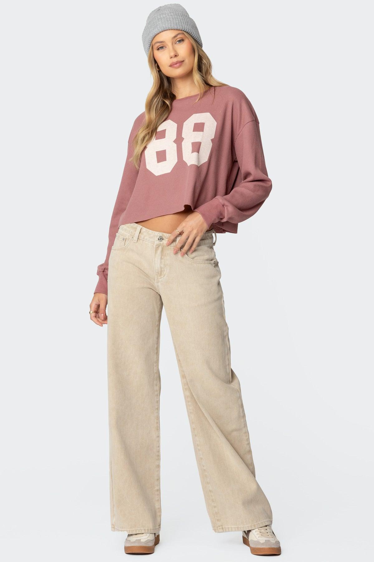 Leopard Star Low Rise Washed Jeans Product Image