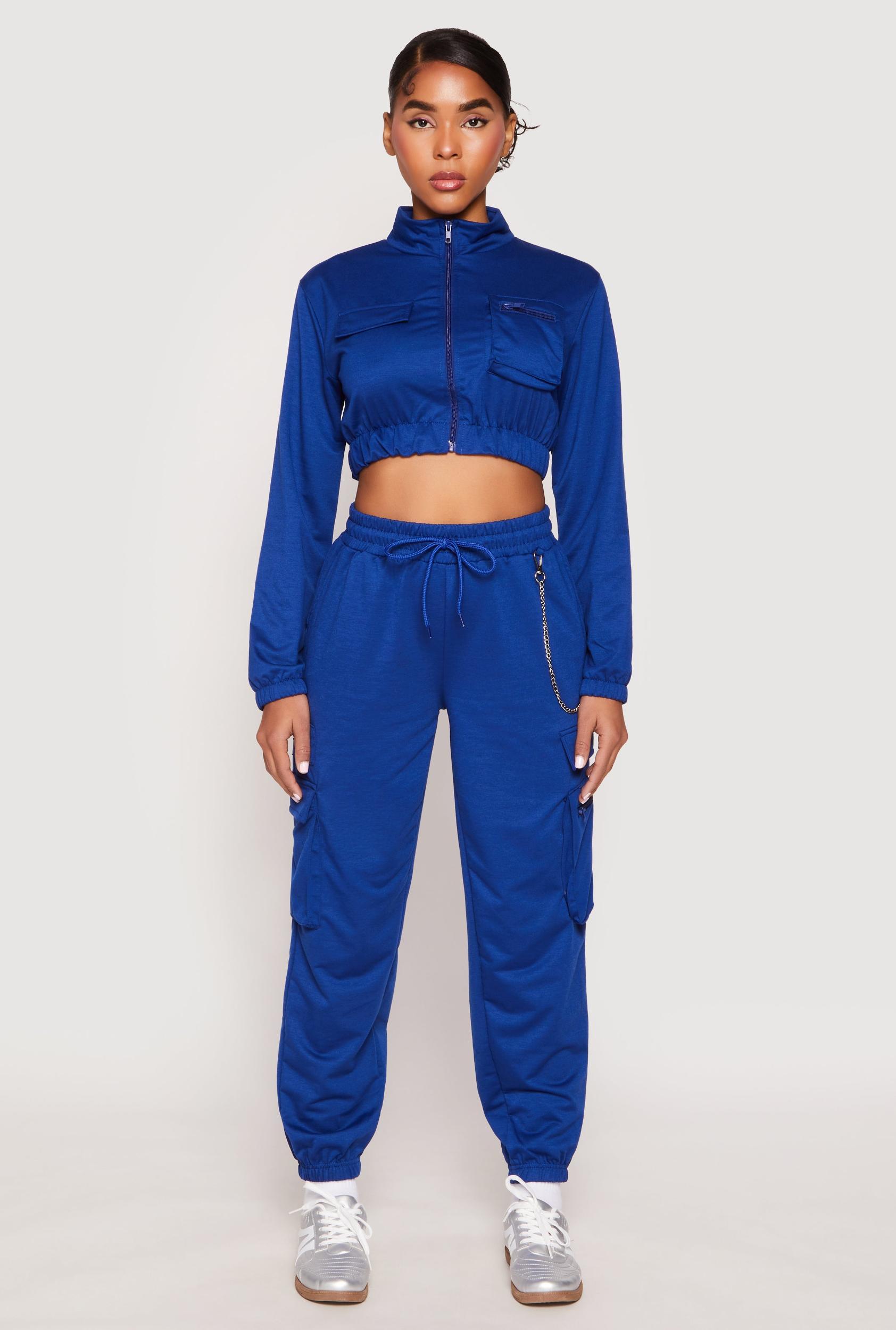 Womens French Terry Chain Detail Cargo Joggers Product Image