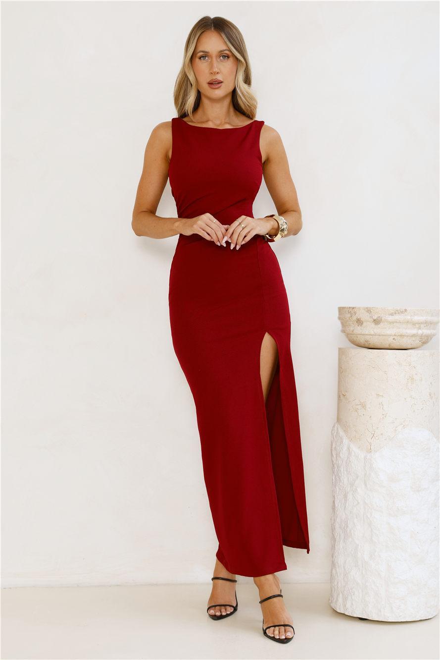 Starlit Grace Maxi Dress Burgundy Product Image