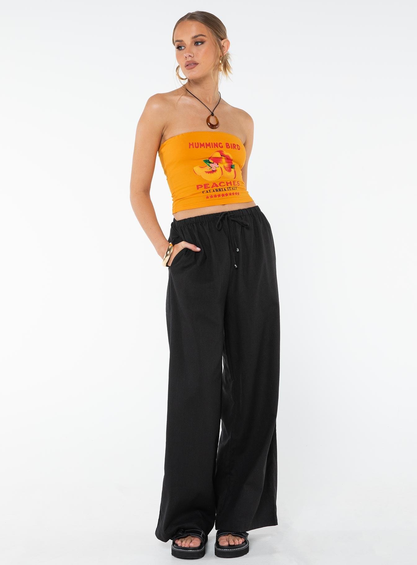 Ogilvie Linen Blend Pants Black Product Image