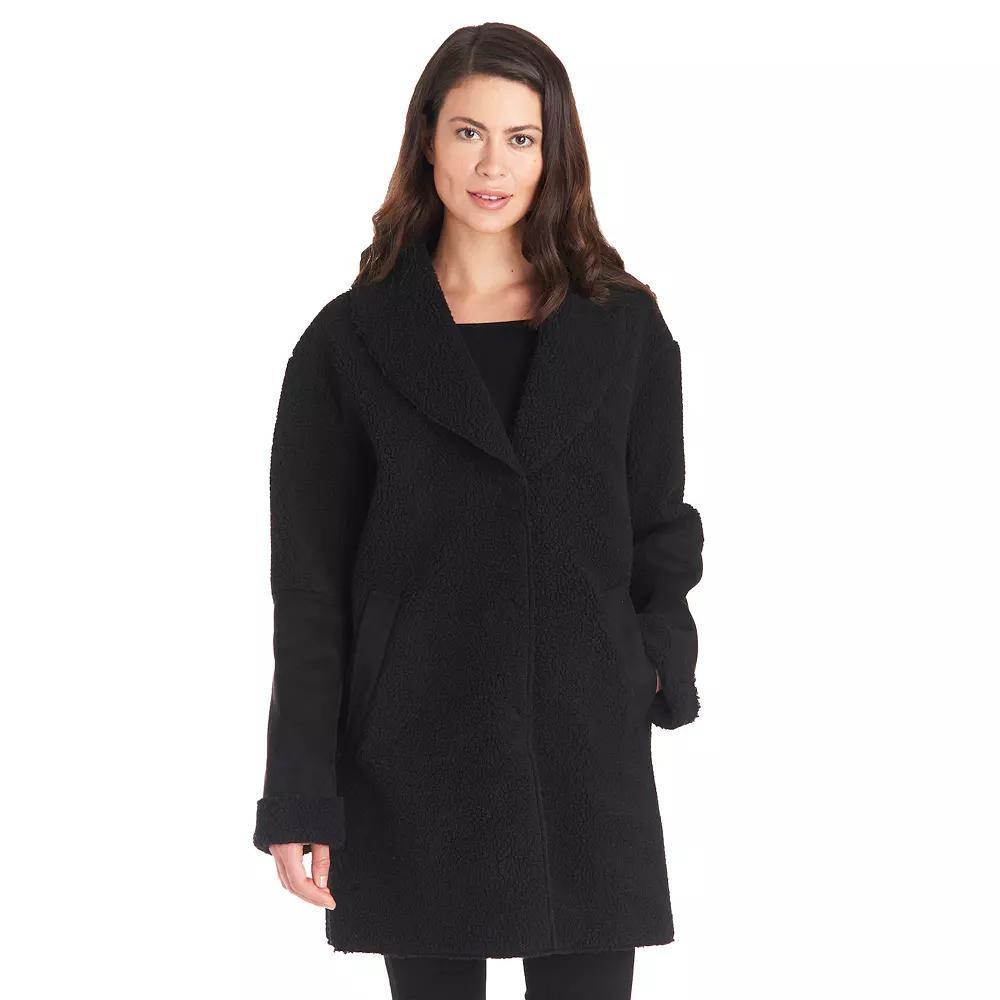 Womens Fleet Street Faux-Shearling Shawl Collar Coat Green Product Image