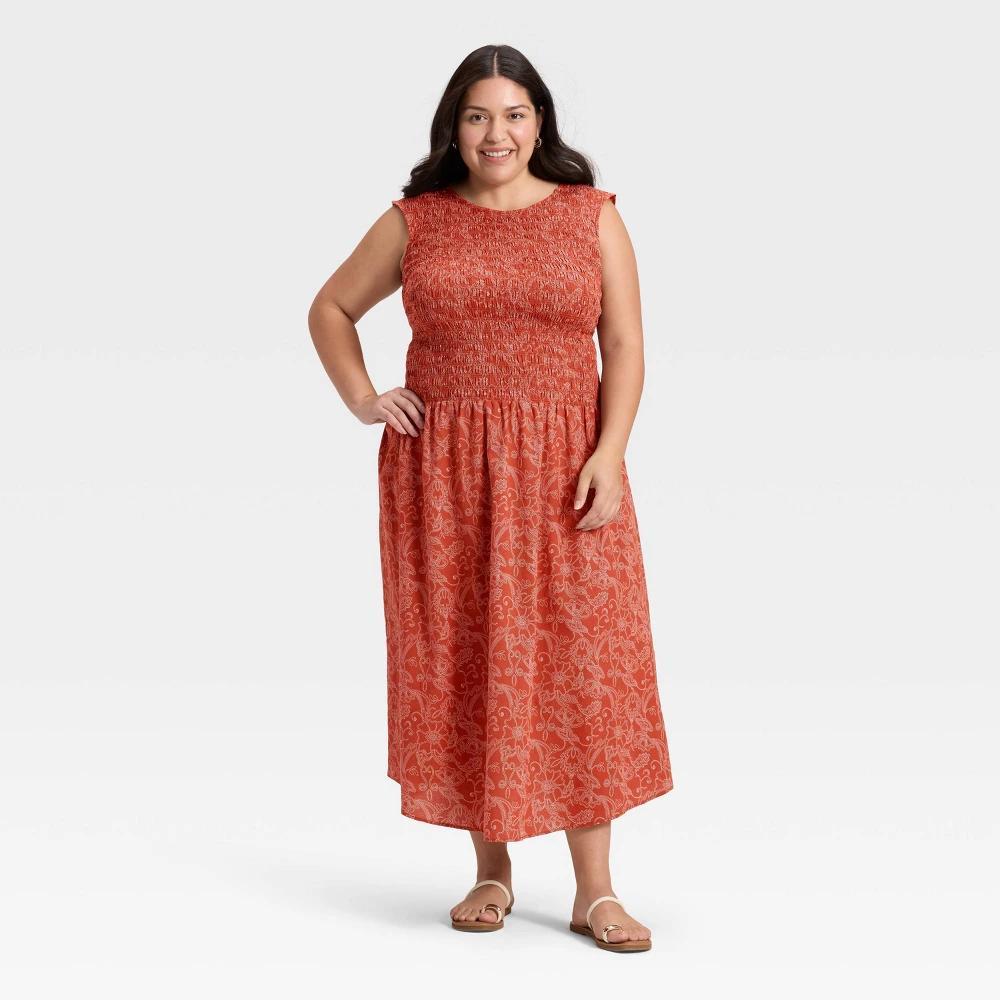 Women's Smocked Midi A-Line Dress - Universal Thread™ Product Image