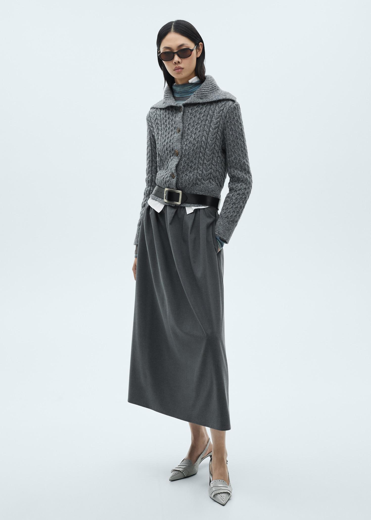 Cabled heather cardigan - Women | MANGO USA Product Image