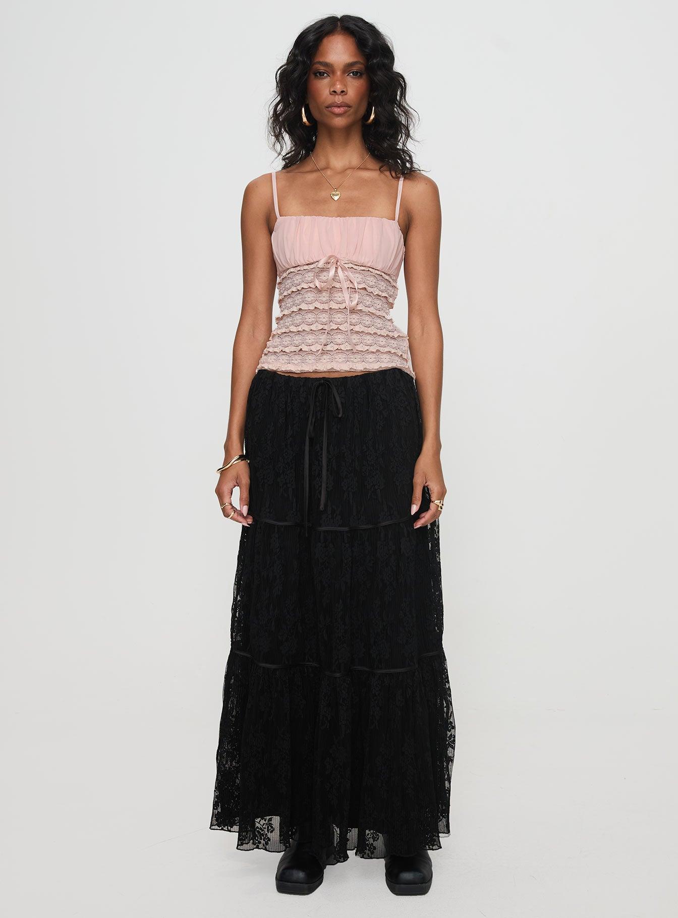 Oh Plisse Maxi Skirt Black Product Image