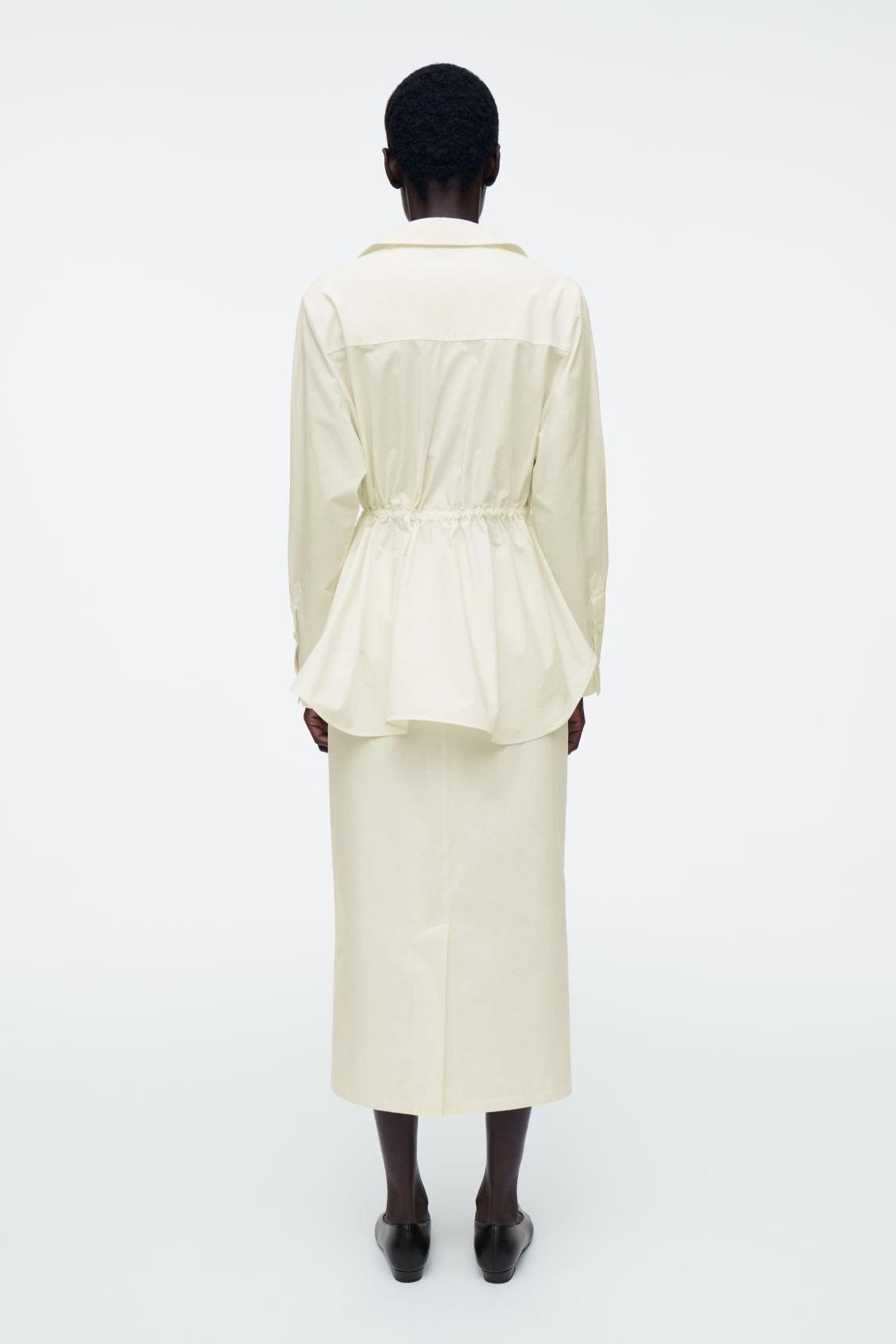 COTTON DRAWSTRING MIDI SKIRT Product Image