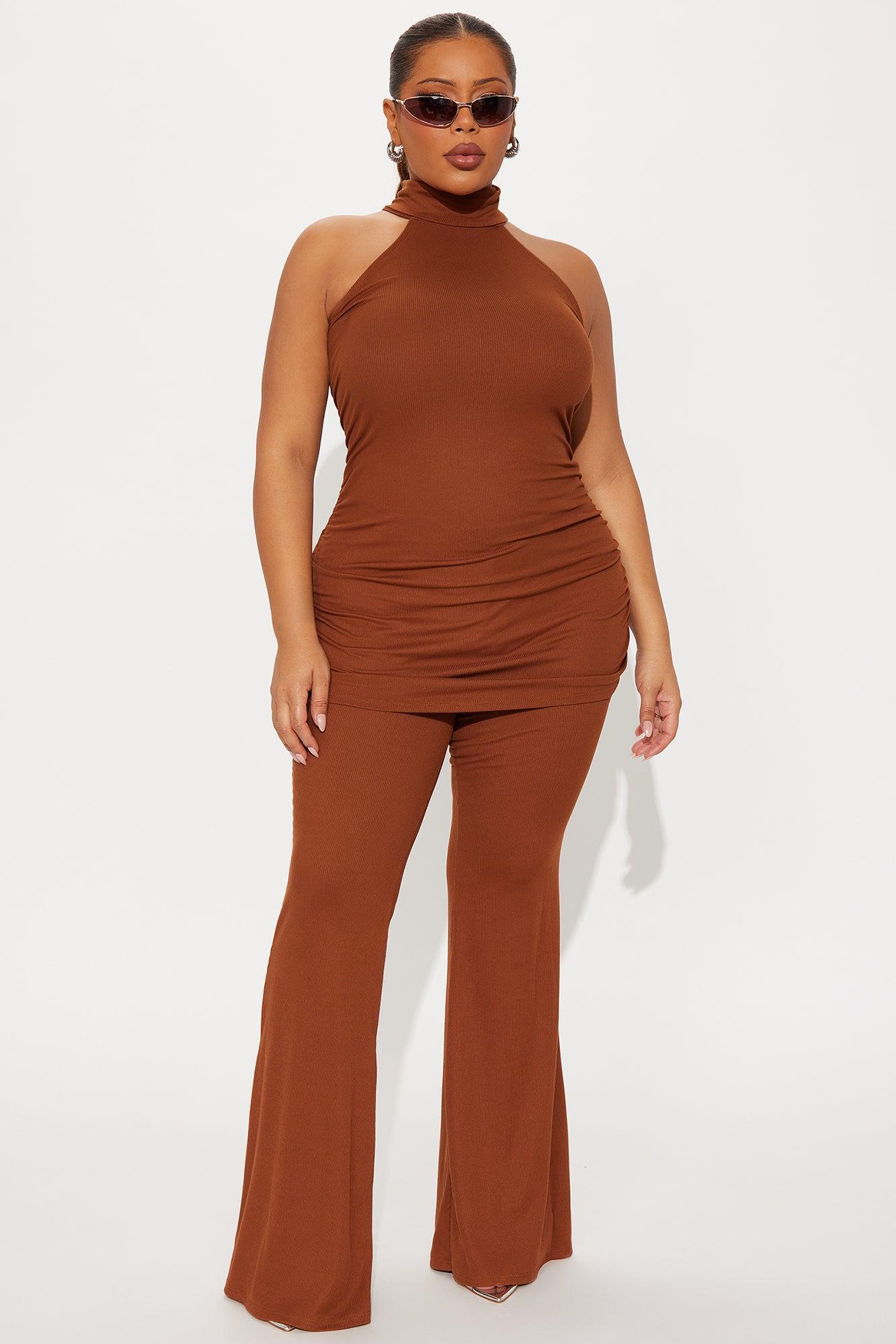 Sarina Ribbed Sleeveless Pant Set - Mocha Product Image