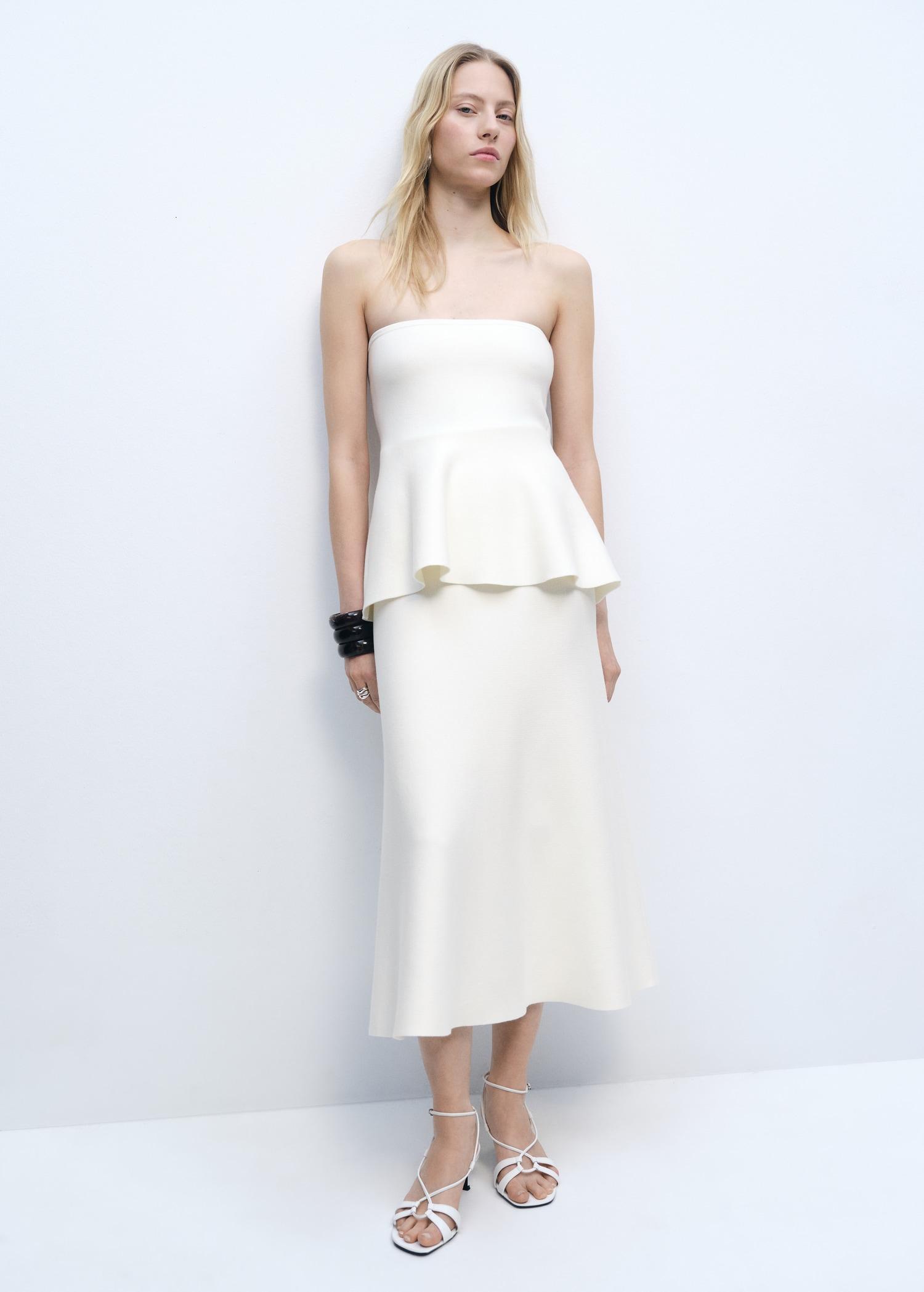 Fine-knit peplum top - Women | MANGO USA Product Image