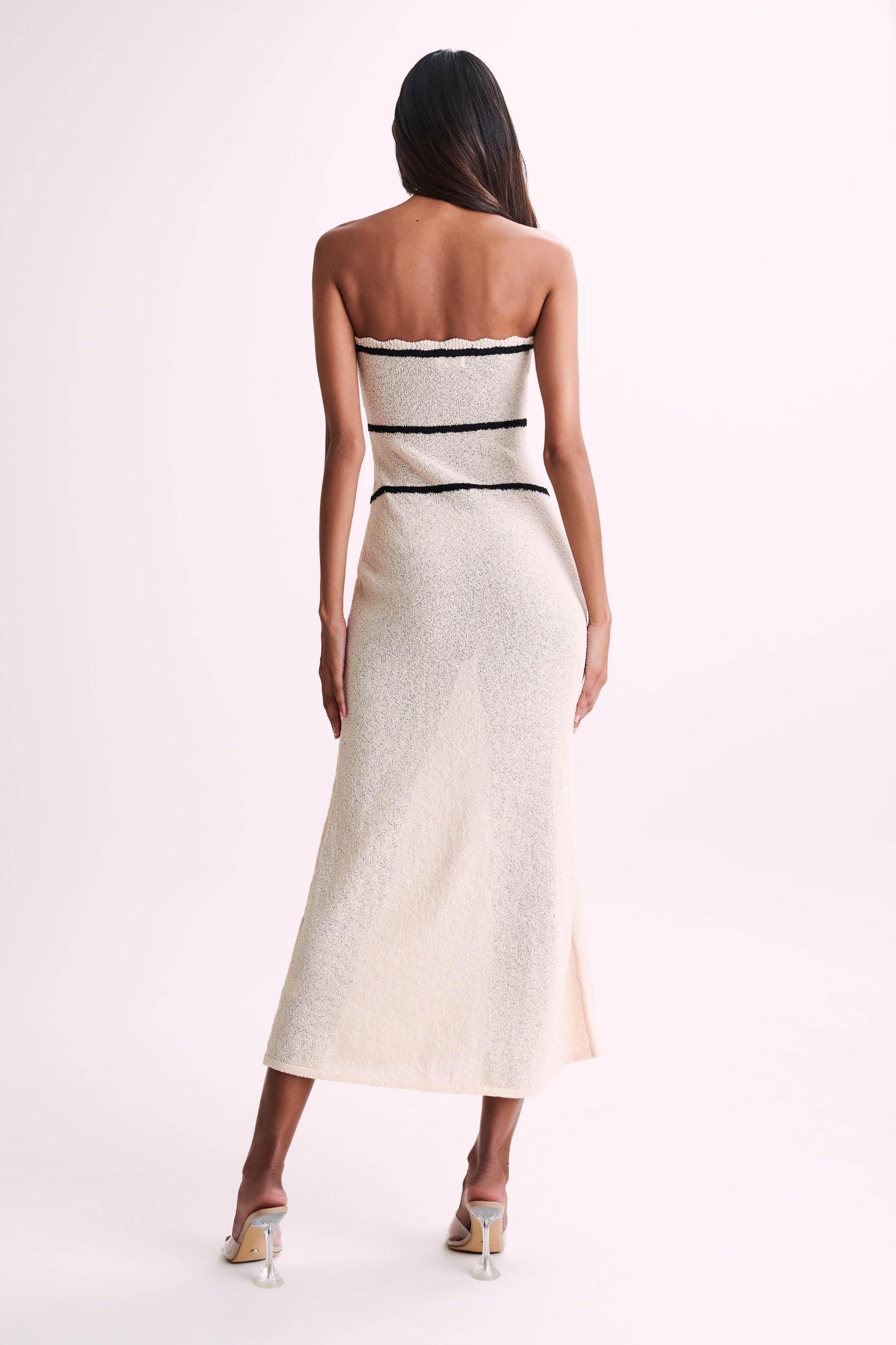 Dawn Strapless Knit Midi Dress - Cream Product Image