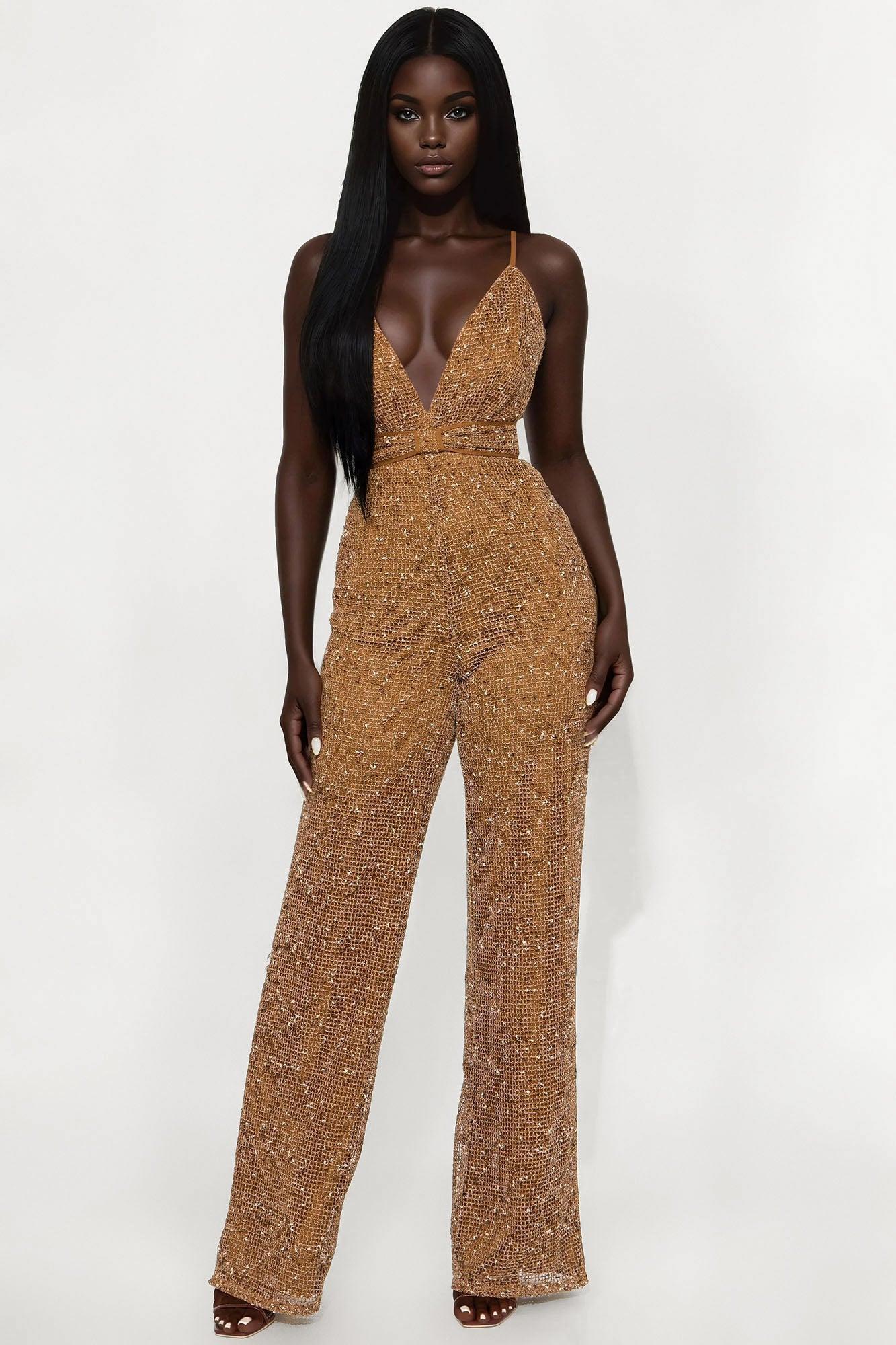 Lost In You Crochet Wide Leg Jumpsuit - Mocha/combo Product Image