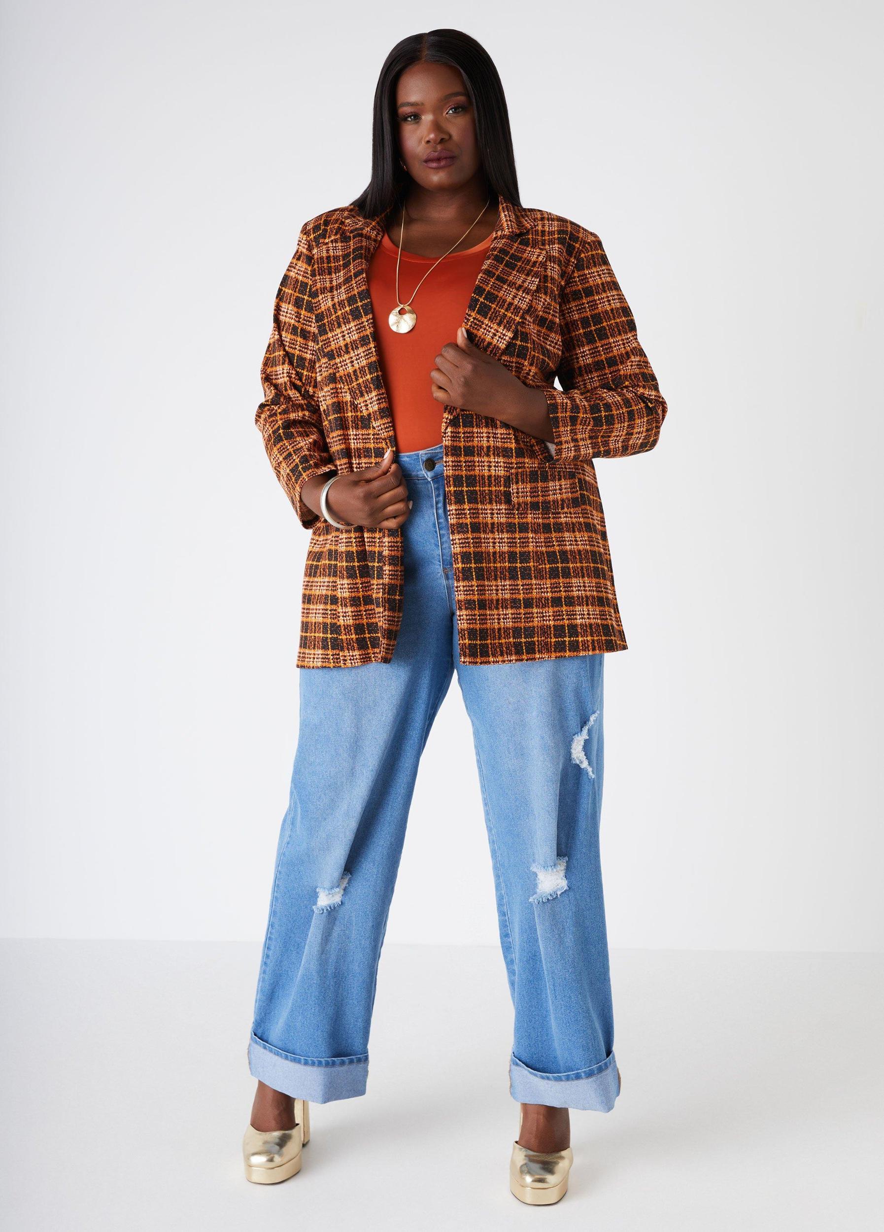 Plaid Crepe Blazer Product Image