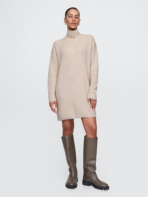 CashSoft Rib Turtleneck Mini Sweater Dress Product Image