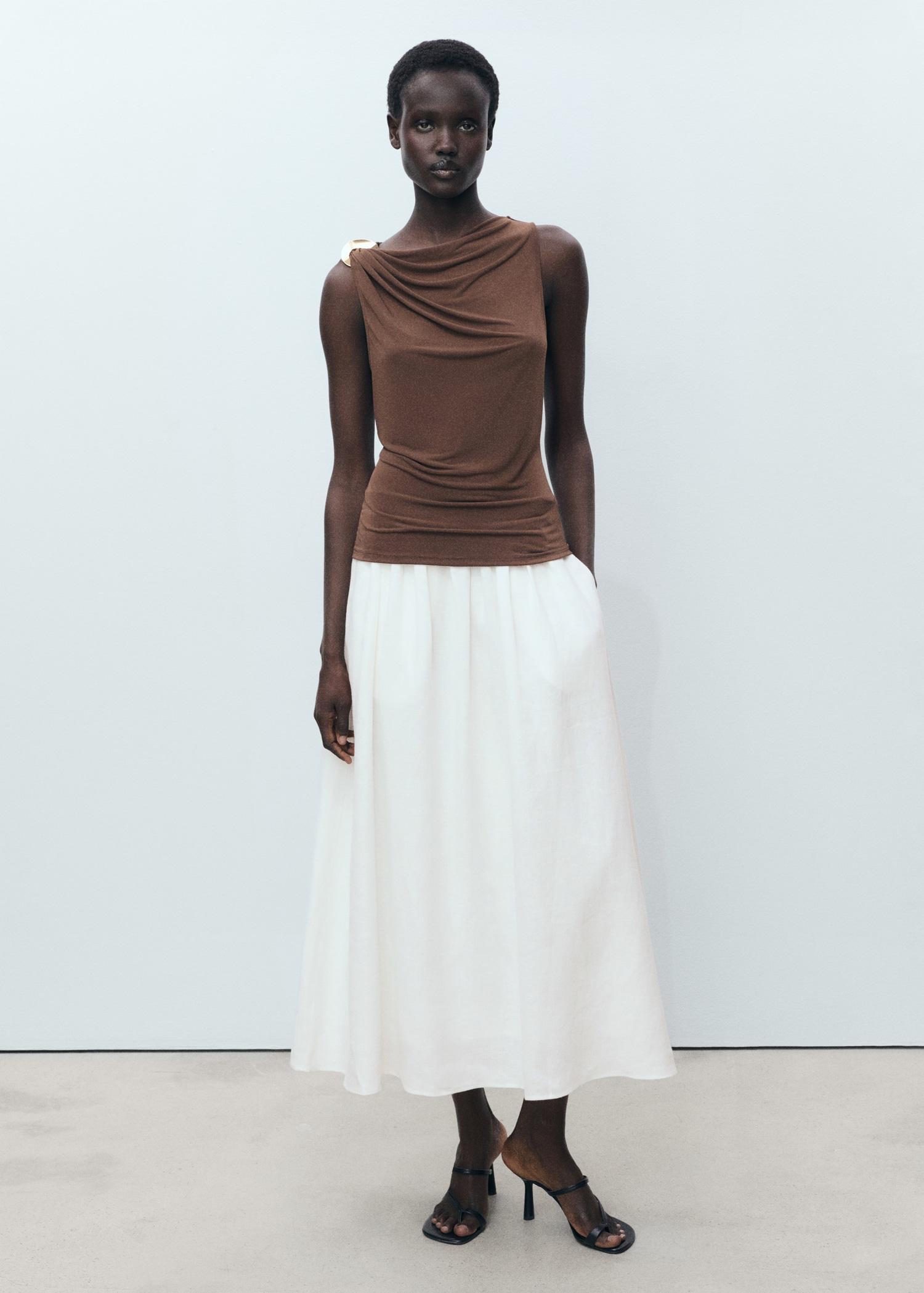 Flared linen skirt - Women | MANGO USA Product Image