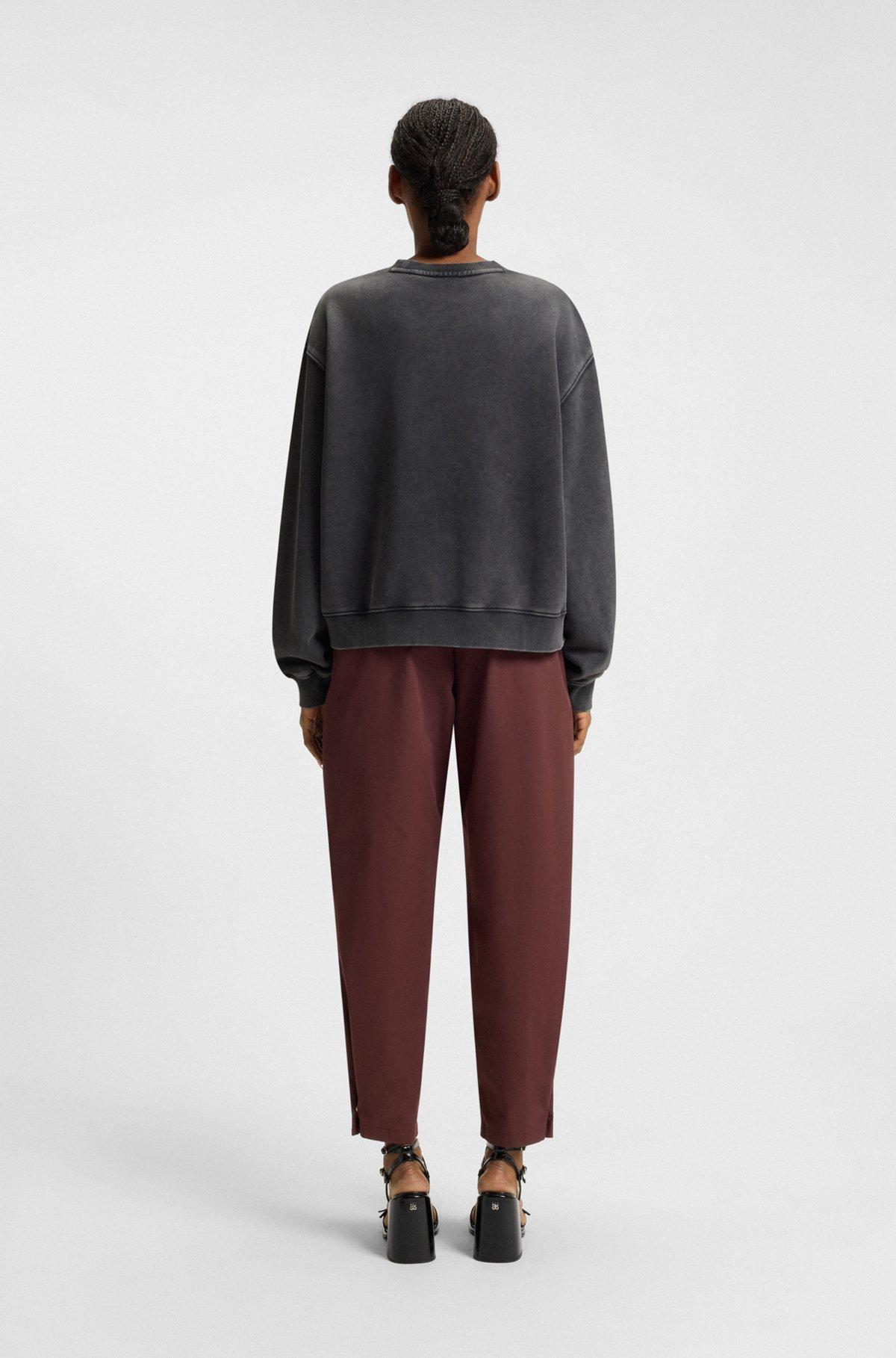 HUGO - Cotton-terry sweatshirt with creative artwork - Black Product Image