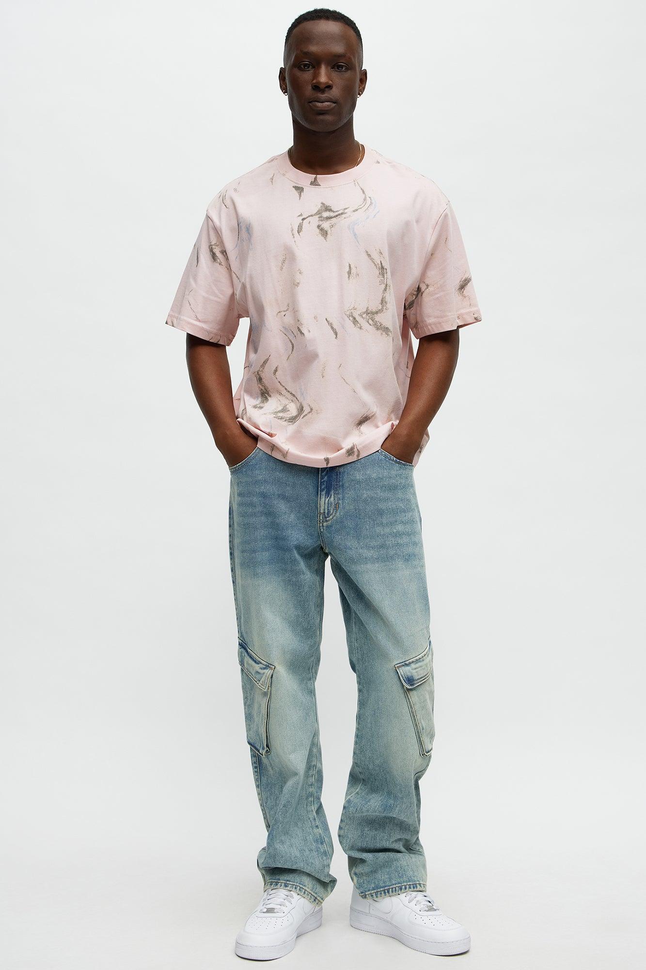 Marble Print Relaxed Tee - Pink Male Product Image
