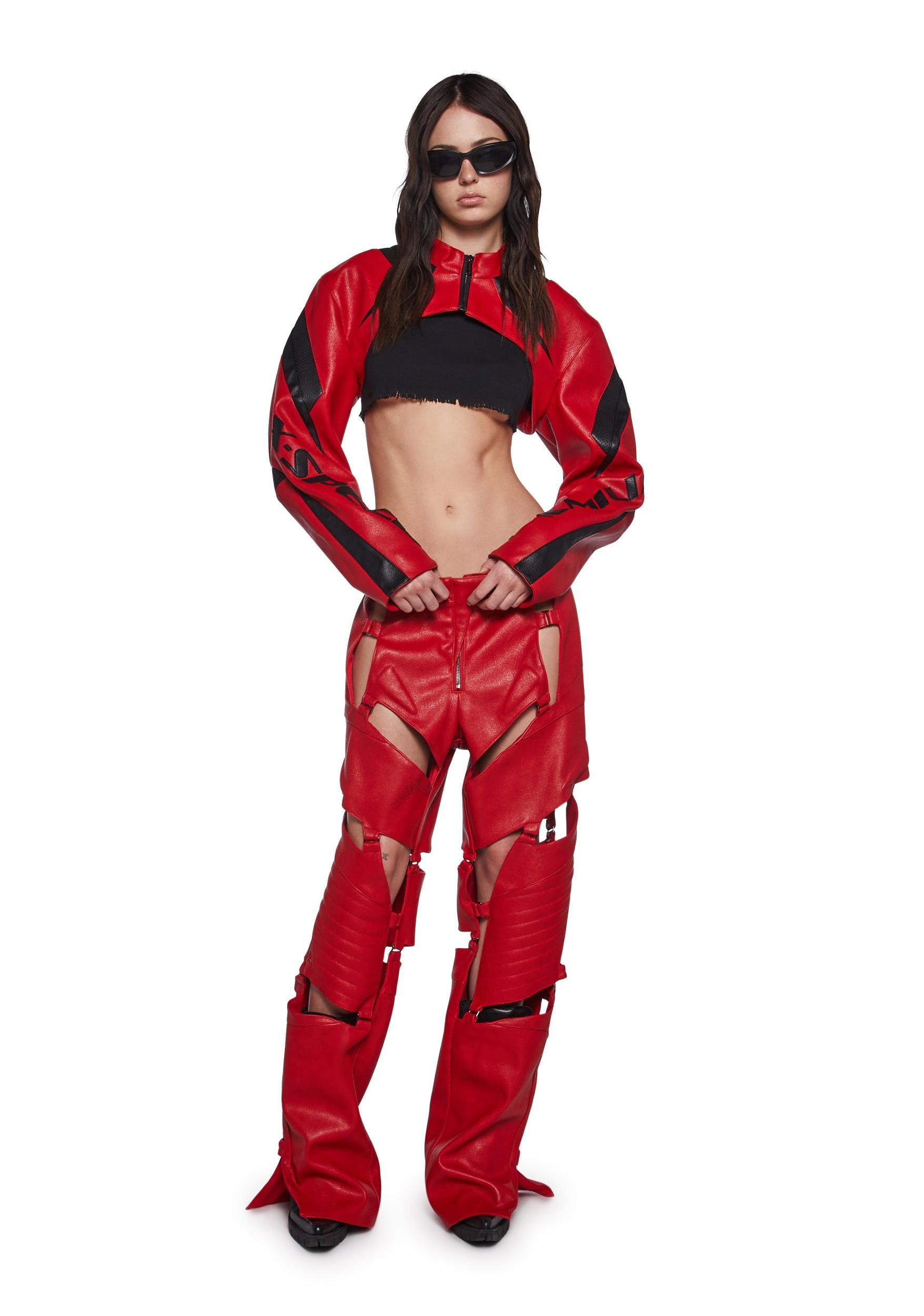 Namilia XTC Leather Choker Jacket - Red Product Image