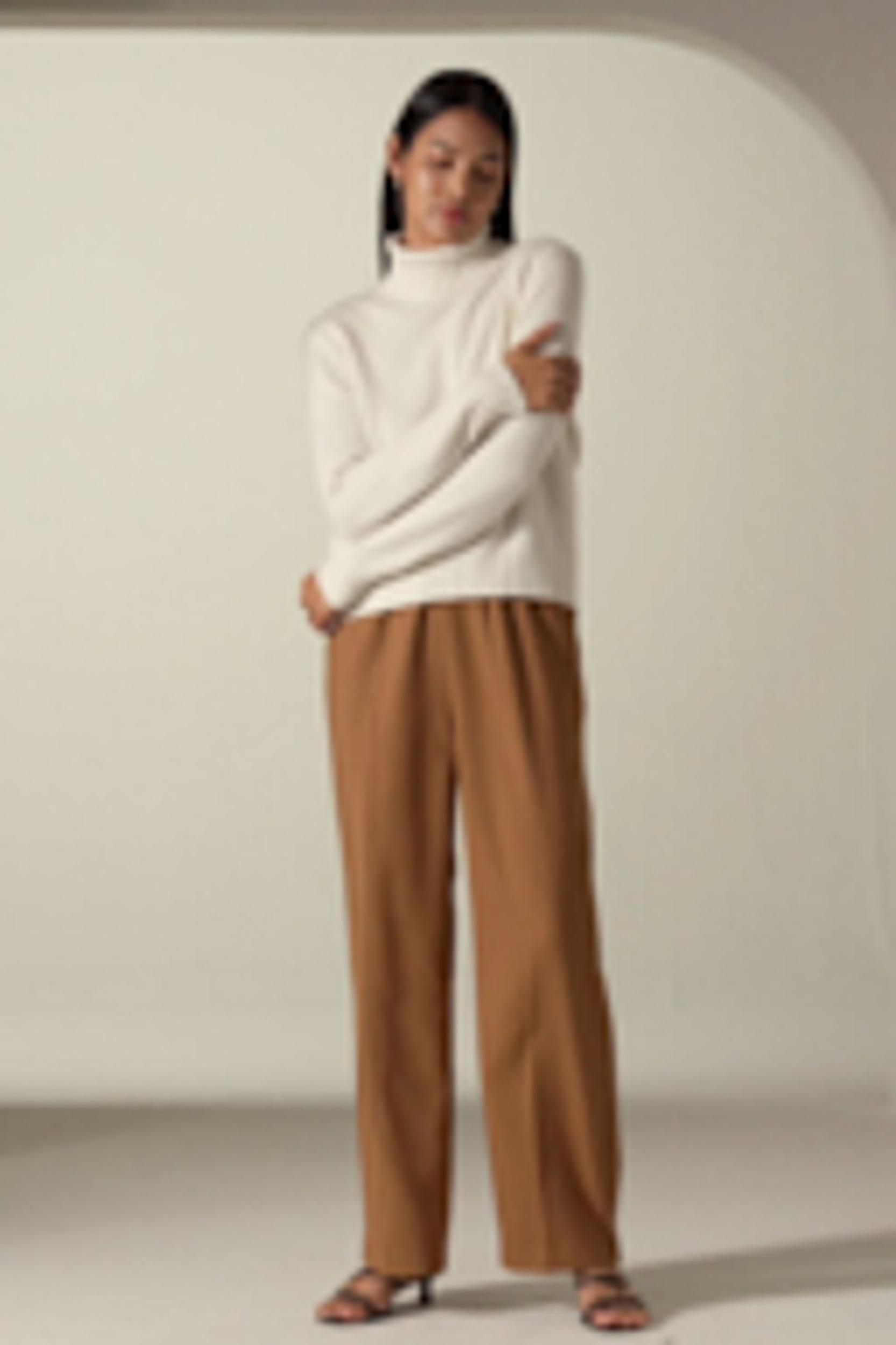 Turtleneck Sweater with Rib Hemline Product Image