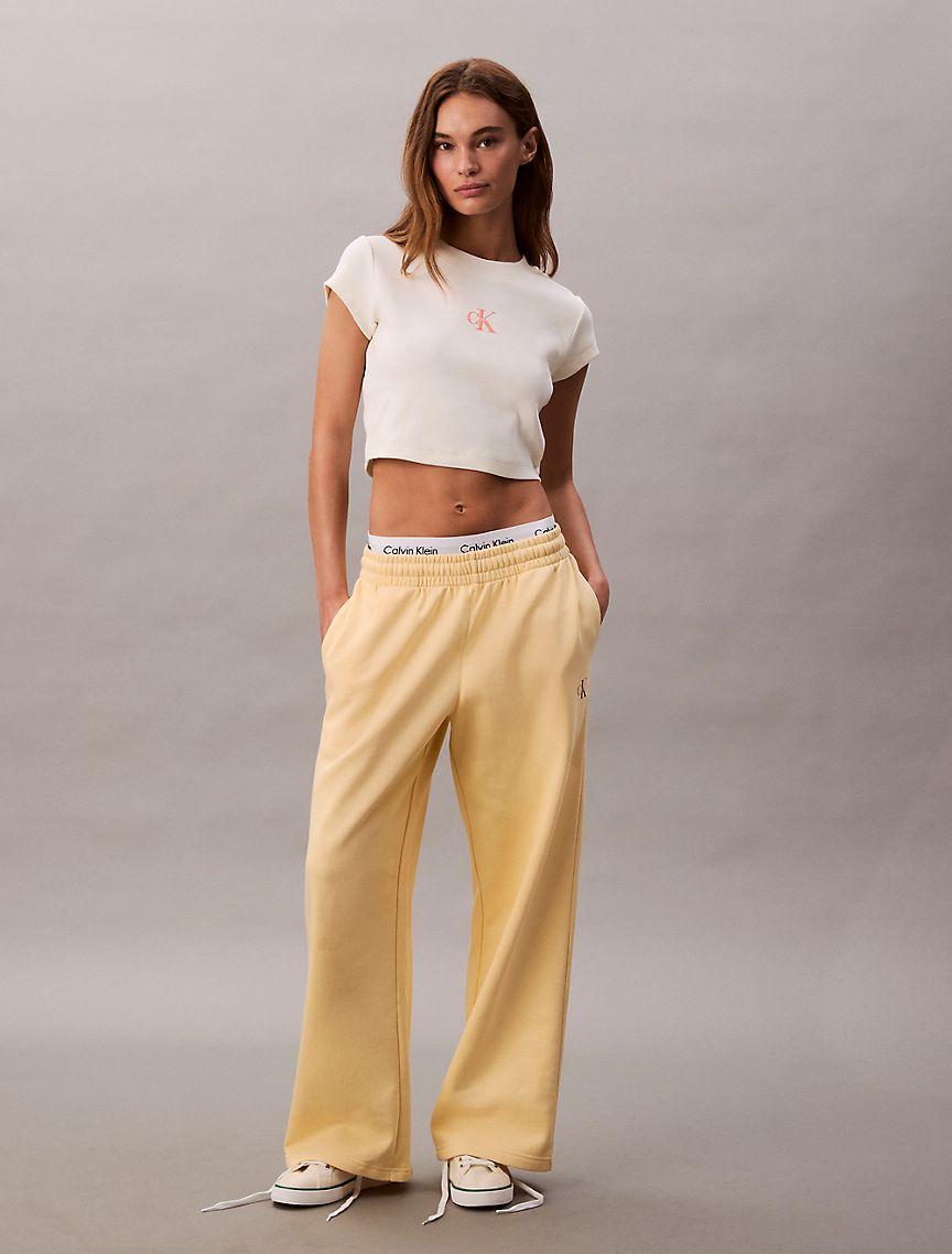 Monogram Logo Fleece Wide Leg Sweatpants Product Image