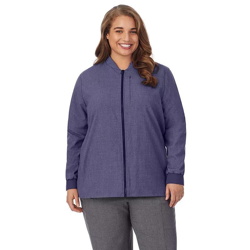 Plus Size Cuddl Duds® Scrubs 5-Pocket Lined Jacket, Women's, Size: 3XL, Navy Grey Product Image