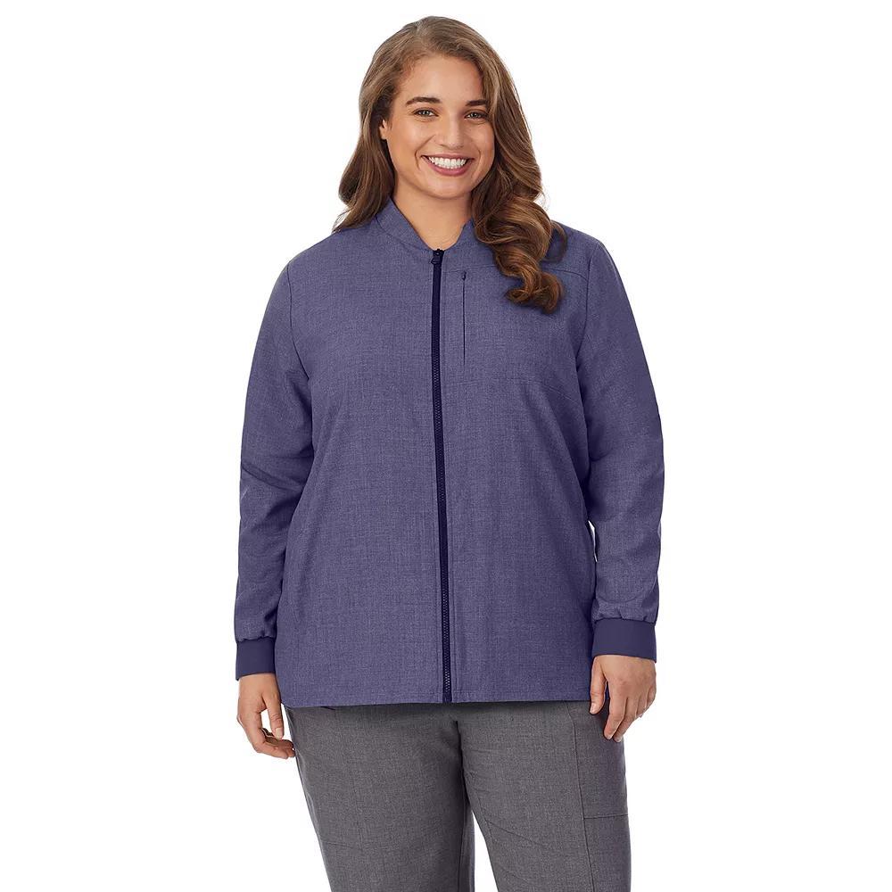 Plus Size Cuddl Duds® Scrubs 5-Pocket Lined Jacket, Women's, Size: 3XL, Navy Grey Product Image