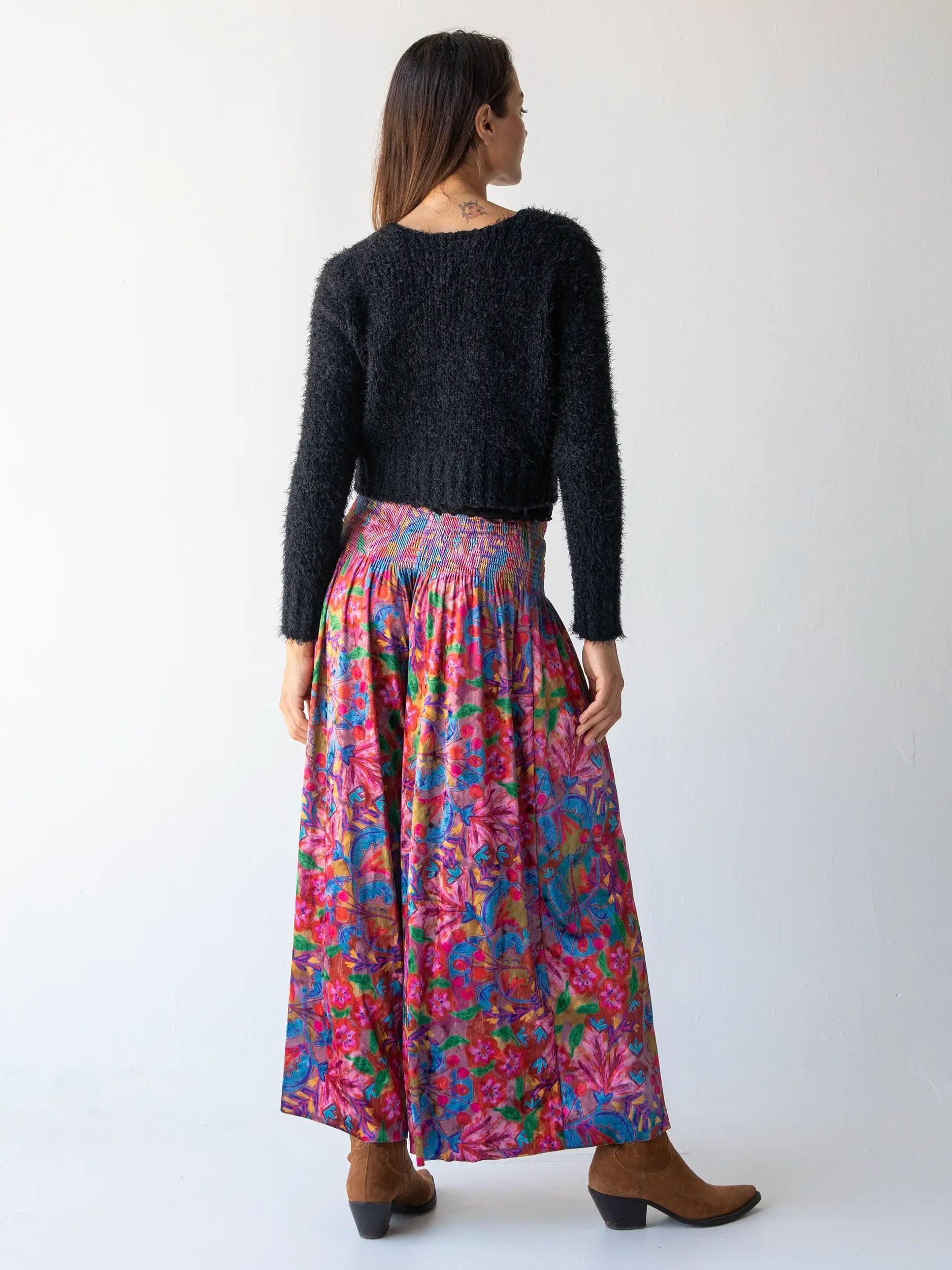 Make A Move Velvet Palazzo Pant - Pink Red Folk Floral Product Image