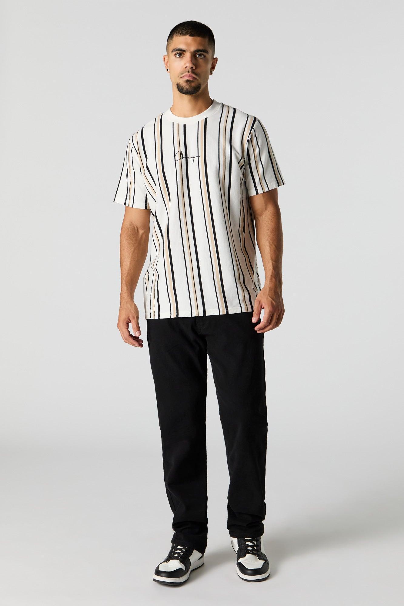 Embroidered Striped T-Shirt Male Product Image