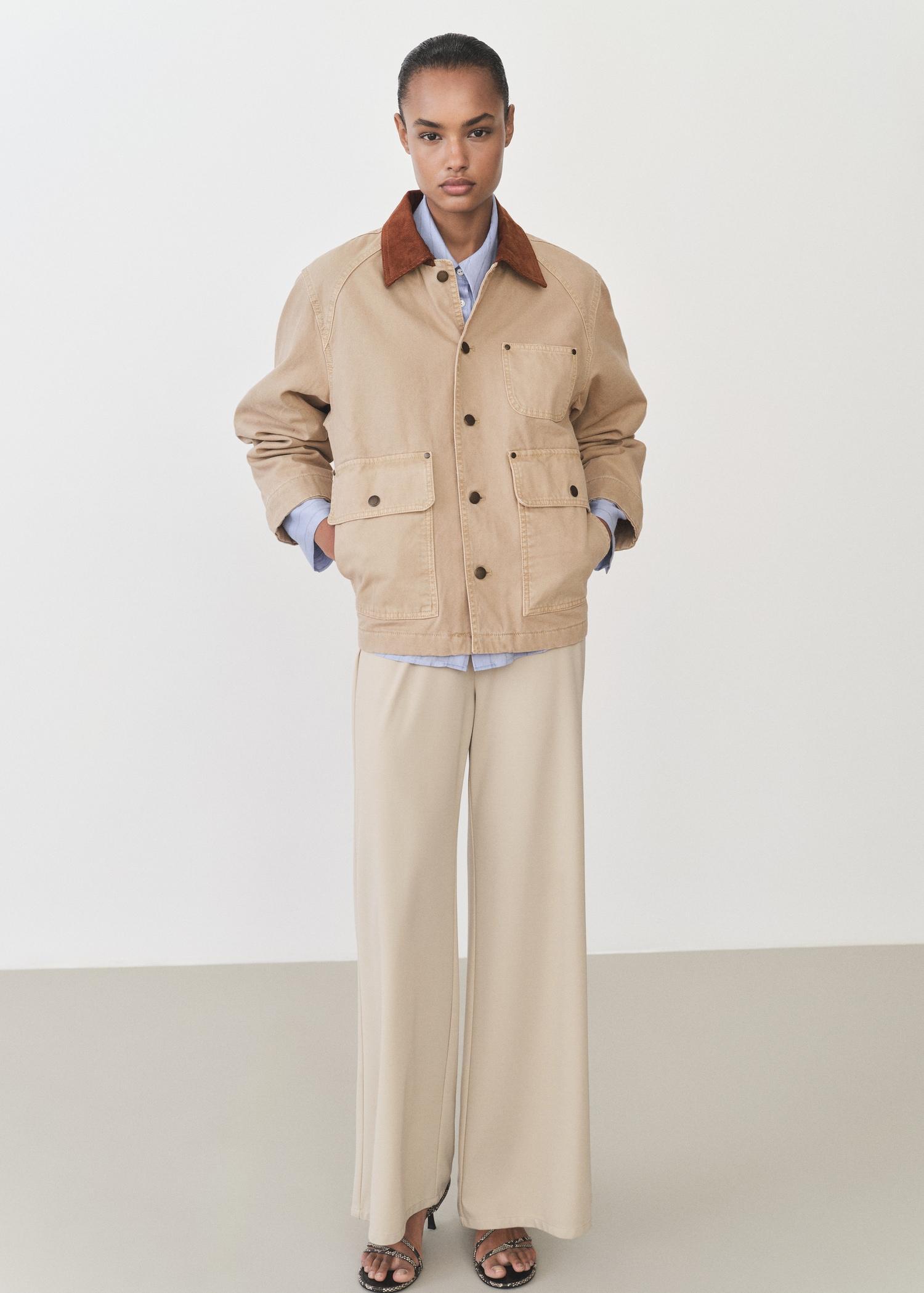 Denim parka with contrasting collar - Women | MANGO USA Product Image