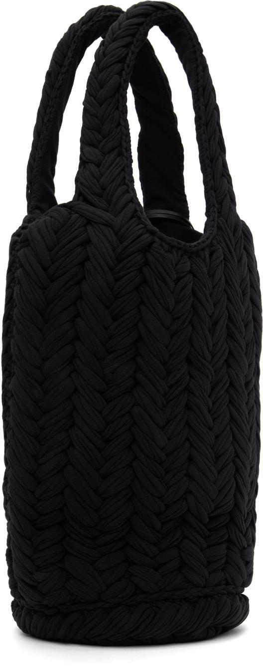 JW ANDERSON Ssense Exclusive Black Apple Knitted Tote In Black/green Apples Product Image