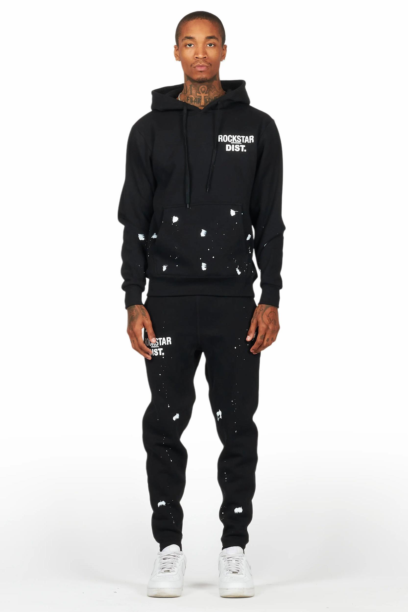 Raffer Black Hoodie/Jogger Sweat Track Set Male Product Image