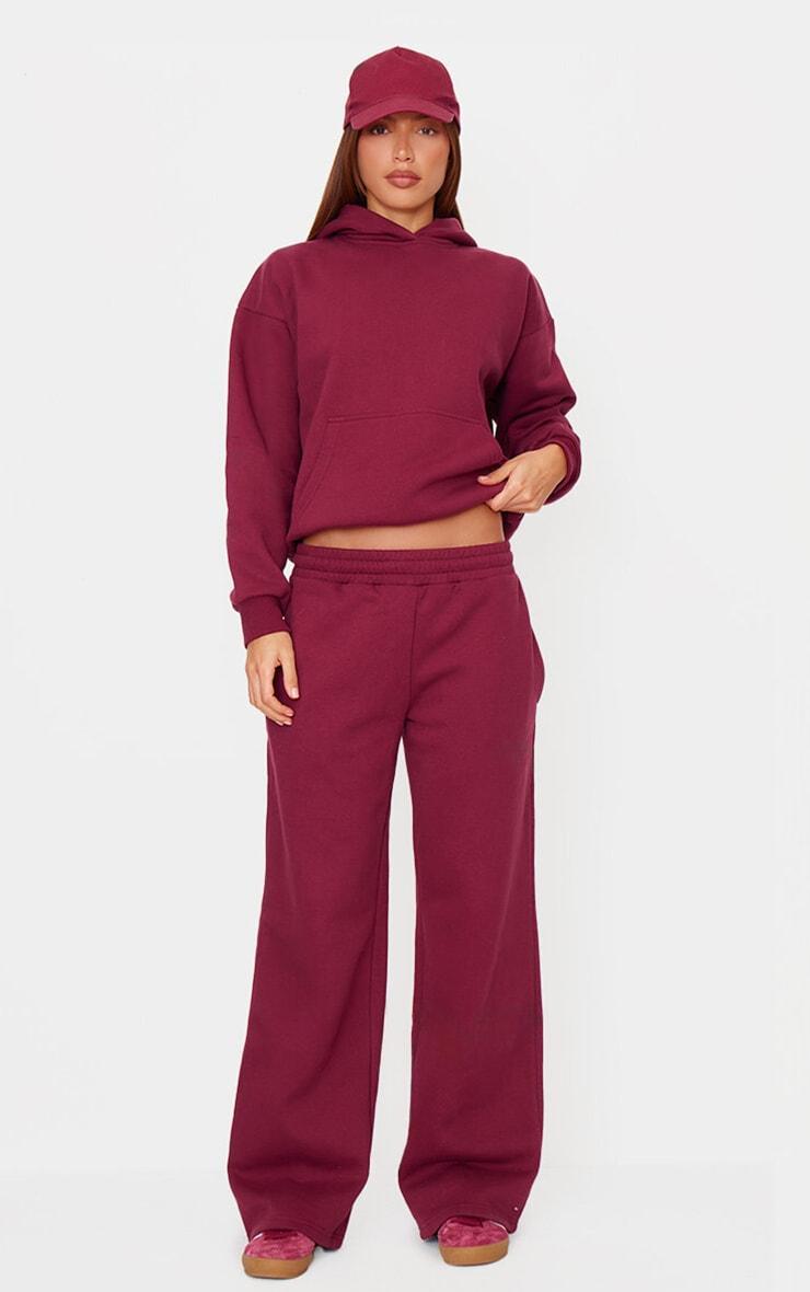 Burgundy Outcast Print Oversized Hoodie Product Image